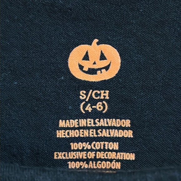 Happy Halloween Graphic Long-sleeved Black Tee Candy Corn Embossed Size 4-6 - Picture 4 of 5